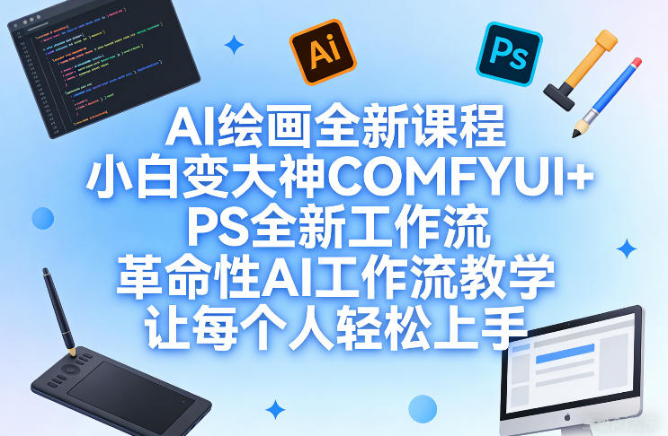AI绘画全新课程，小白变大神COMFYUI+PS全新工作流，革命性AI工作流教学，让每个人轻松上手-来友网创
