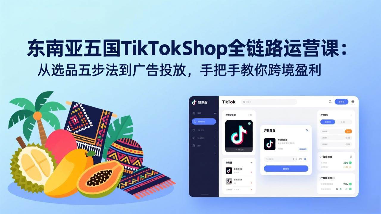 （17511期）东南亚五国TikTok Shop全链路运营课：从选品五步法到广告投放，手把手教你跨境盈利-来友网创