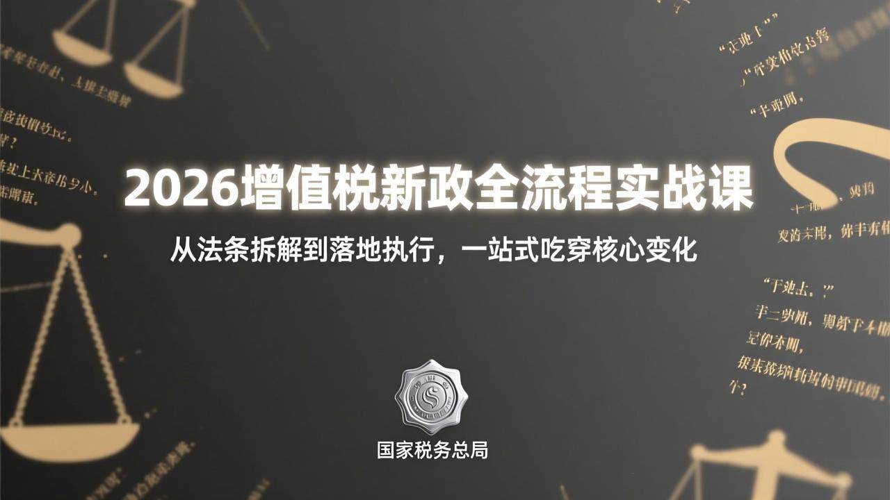 （17529期）2026增值税新政全流程实战课：从法条拆解到落地执行，一站式吃透核心变化-来友网创