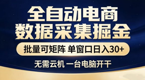 独家电商数据全自动采集项目，批量可矩阵，单窗口轻松日入3张+【揭秘】-来友网创