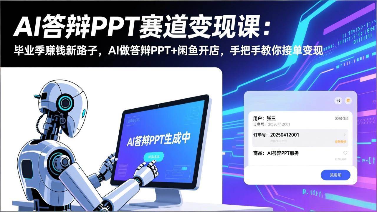 （17546期）AI答辩PPT赛道变现课：毕业季赚钱新路子，AI做答辩PPT+闲鱼开店，手把手教你接单变现-来友网创