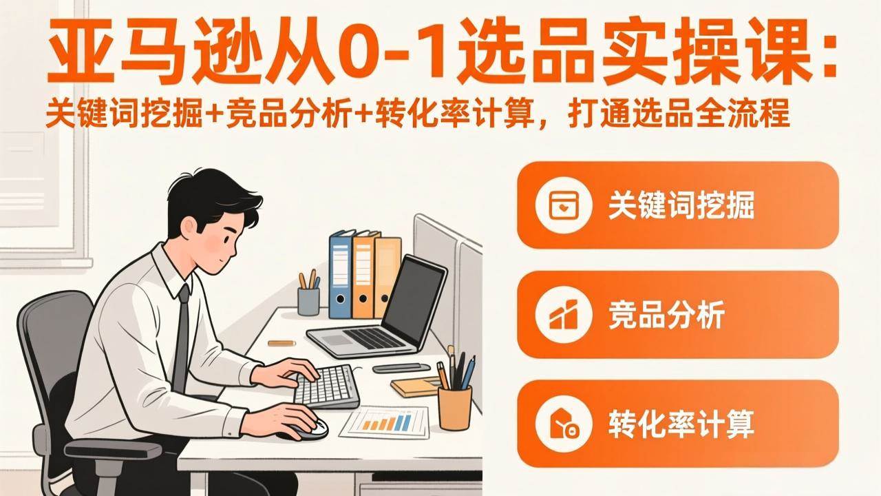 （17567期）亚马逊从0-1选品实操课(更新3月)：关键词挖掘+竞品分析+转化率计算，47节打通选品全流程-来友网创