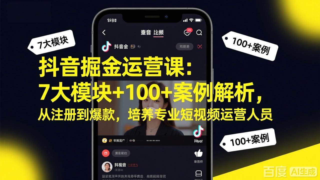 （17573期）抖音掘金运营课：7大模块+100+案例解析，从注册到爆款，培养专业短视频运营人员-来友网创