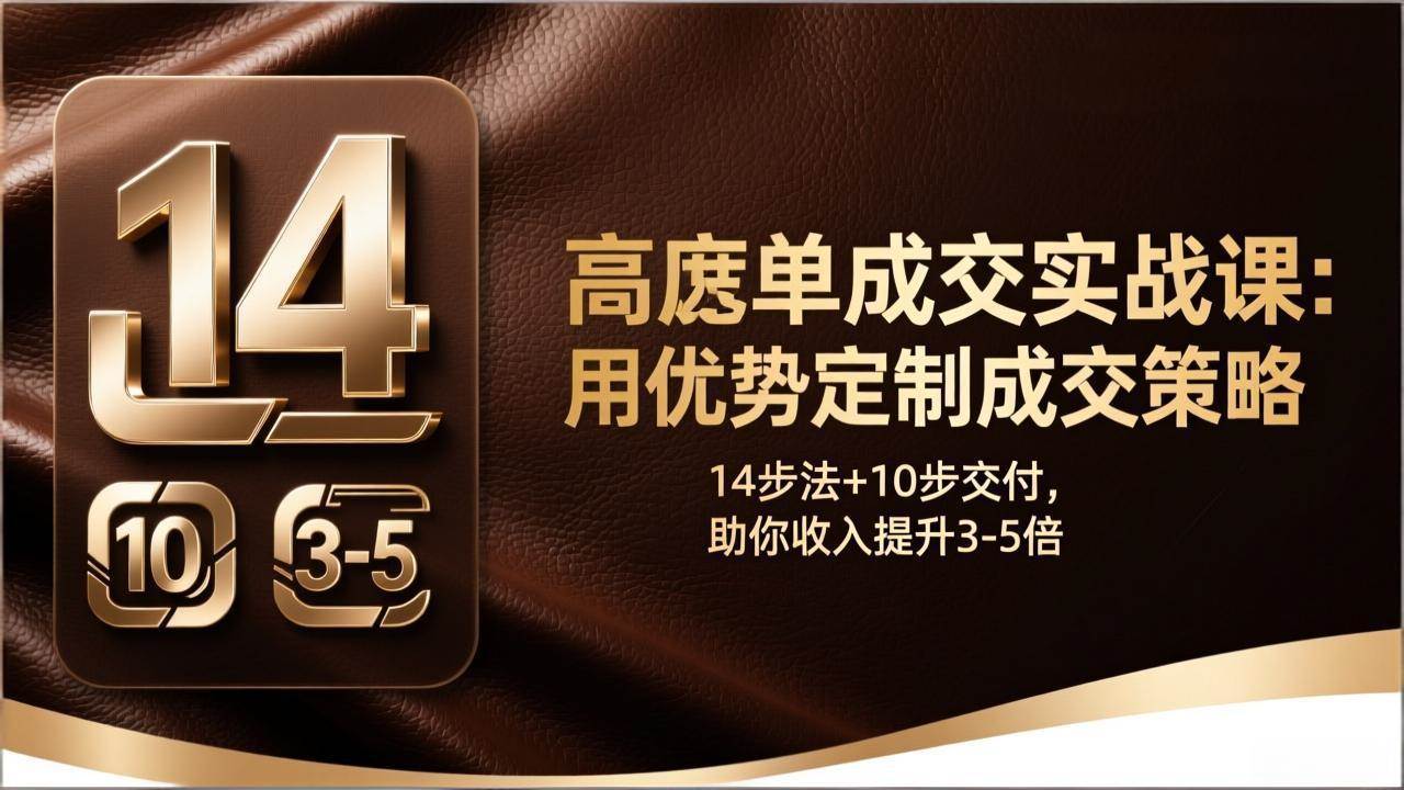 （17572期）高客单成交实战课：用优势定制成交策略，14步法+10步交付，助你收入提升3-5倍-来友网创