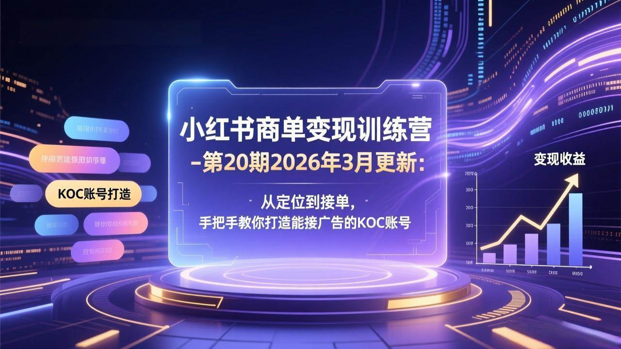 （17590期）小红书商单变现训练营-第20期26年3月更新：从定位到接单，手把手教你打造能接广告的KOC账号-来友网创