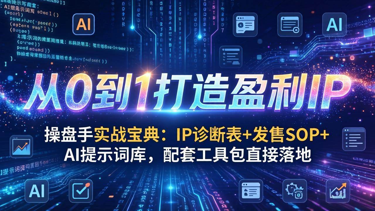 （17593期）操盘手实战宝典：IP诊断表+发售SOP+AI提示词库，配套工具包直接落地，从0到1打造盈利IP-来友网创