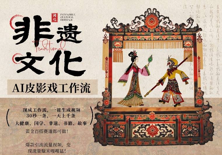 AI一键生成民俗文化非遗皮影戏视频，一刀不剪无需剪辑，30S一条，一天上百条，流量财富嘎嘎猛-来友网创