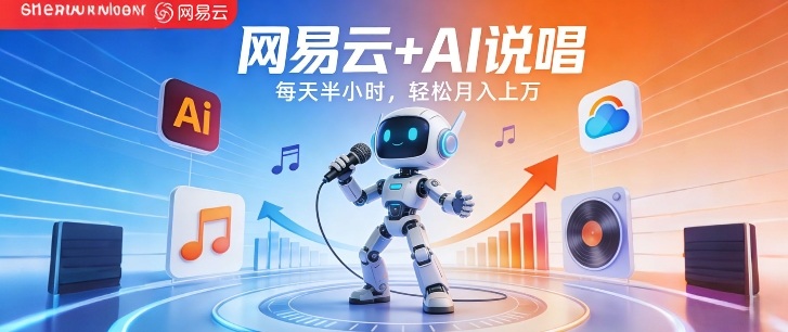 网易云+AI说唱，每天半小时，AI内容创作+流量变现，轻松月入1W-来友网创