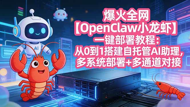 （17612期）爆火全网【OpenClaw 小龙虾】一键部署教程：从0到1搭建自托管AI助理，多系统部署+多通道对接-来友网创