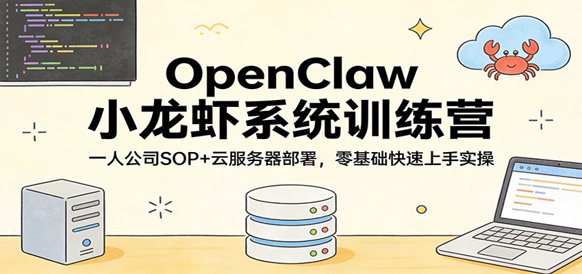 OpenClaw小龙虾系统训练营：一人公司SOP，云服务器部署，零基础快速上手实操-来友网创