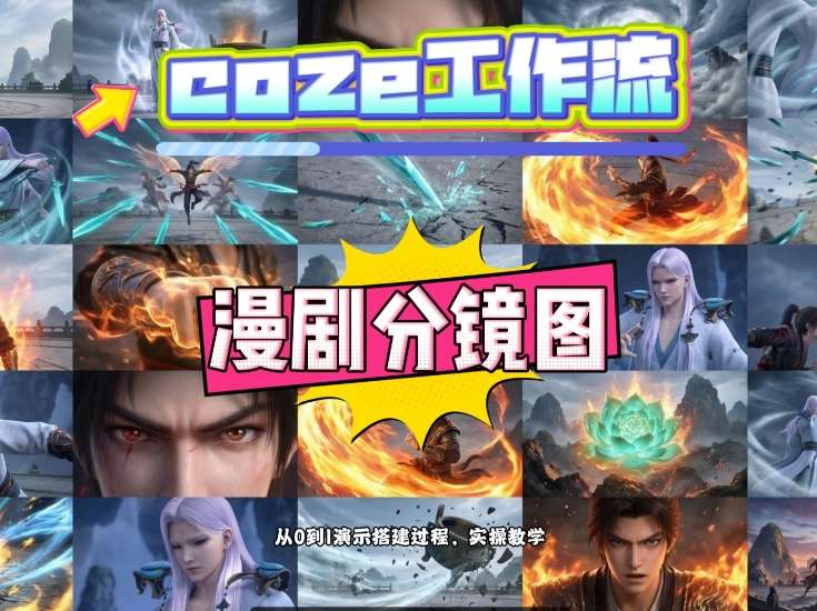 通过Coze工作流，制作《动漫分镜图》，两分钟制作完成25宫格分镜图，从0到1演示搭建过程，实操教学-来友网创