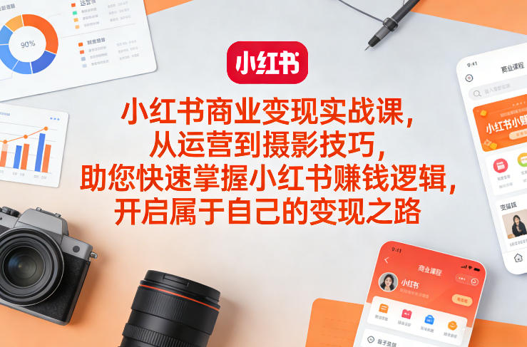 小红书商业变现实战课，从运营到摄影技巧，助您快速掌握小红书賺钱逻辑，开启属于自己的变现之路-来友网创