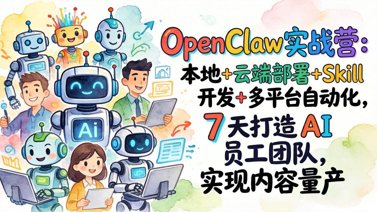 （17673期）OpenClaw实战营-更新：本地+云端部署+Skill开发+多平台自动化，7天打造AI员工团队+实现内容量产-来友网创