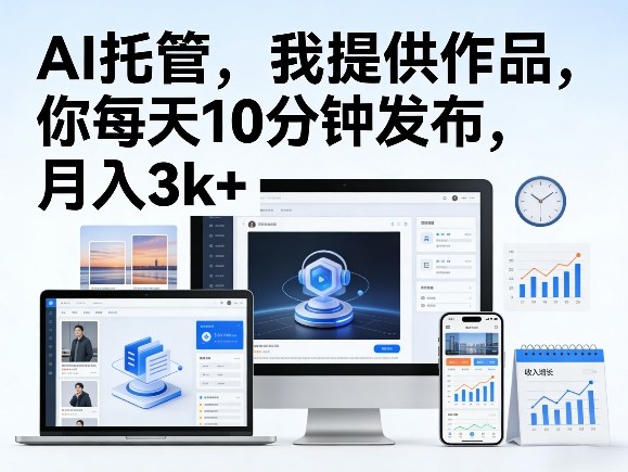公众号AI托管，我提供作品，你每天10分钟发布，月入3k+【揭秘】-来友网创