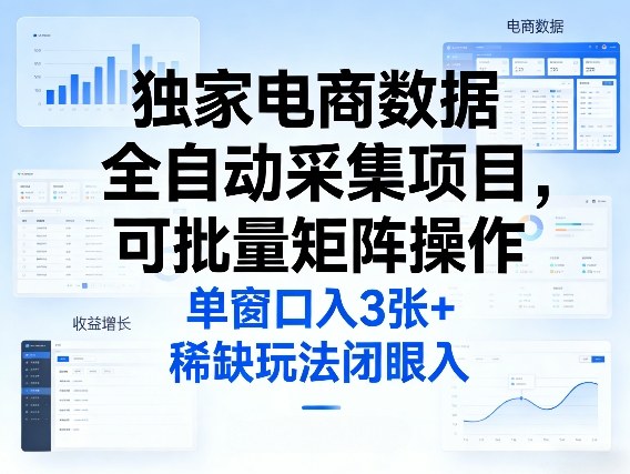 独家电商数据全自动采集项目，可批量矩阵操作，单窗口日入3张+，稀缺玩法闭眼入【揭秘】-来友网创