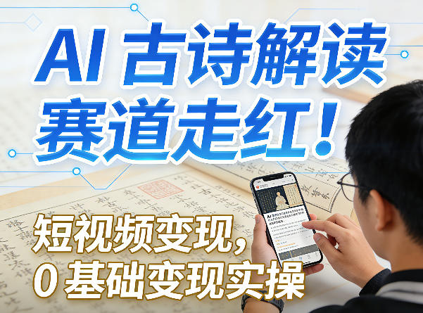 AI古诗解读赛道走红！短视频变现，0基础变现实操-来友网创