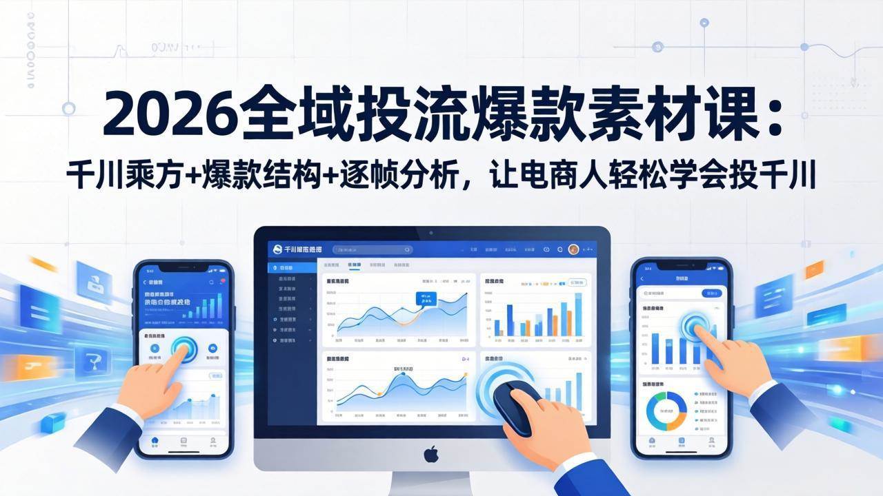 （17705期）2026全域投流爆款素材课：千川乘方+爆款结构+逐帧分析，让电商人轻松学会投千川-来友网创