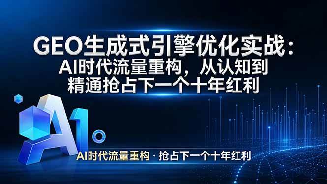 （17708期）GEO 生成式引擎优化实战：AI时代流量重构，从认知到精通抢占下一个十年红利-来友网创