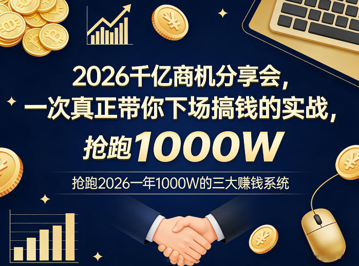 2026千亿商机分享会，一次真正带你下场搞钱的实战，抢跑2026一年1000W的三大賺钱系统-来友网创