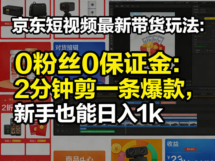 京东短视频最新带货玩法，0粉丝0保证金，2分钟剪一条爆款，新手也能日入1k+【揭秘】-来友网创