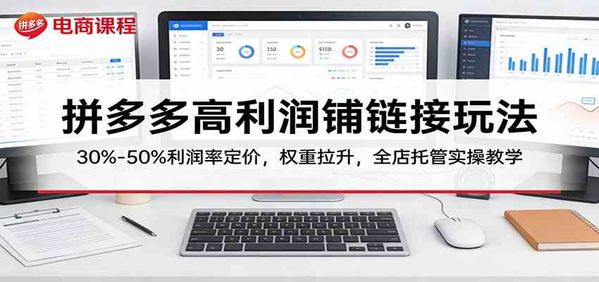 拼多多高利润铺链接玩法：30%–50%利润率定价，权重拉升，全店托管实操教学-来友网创