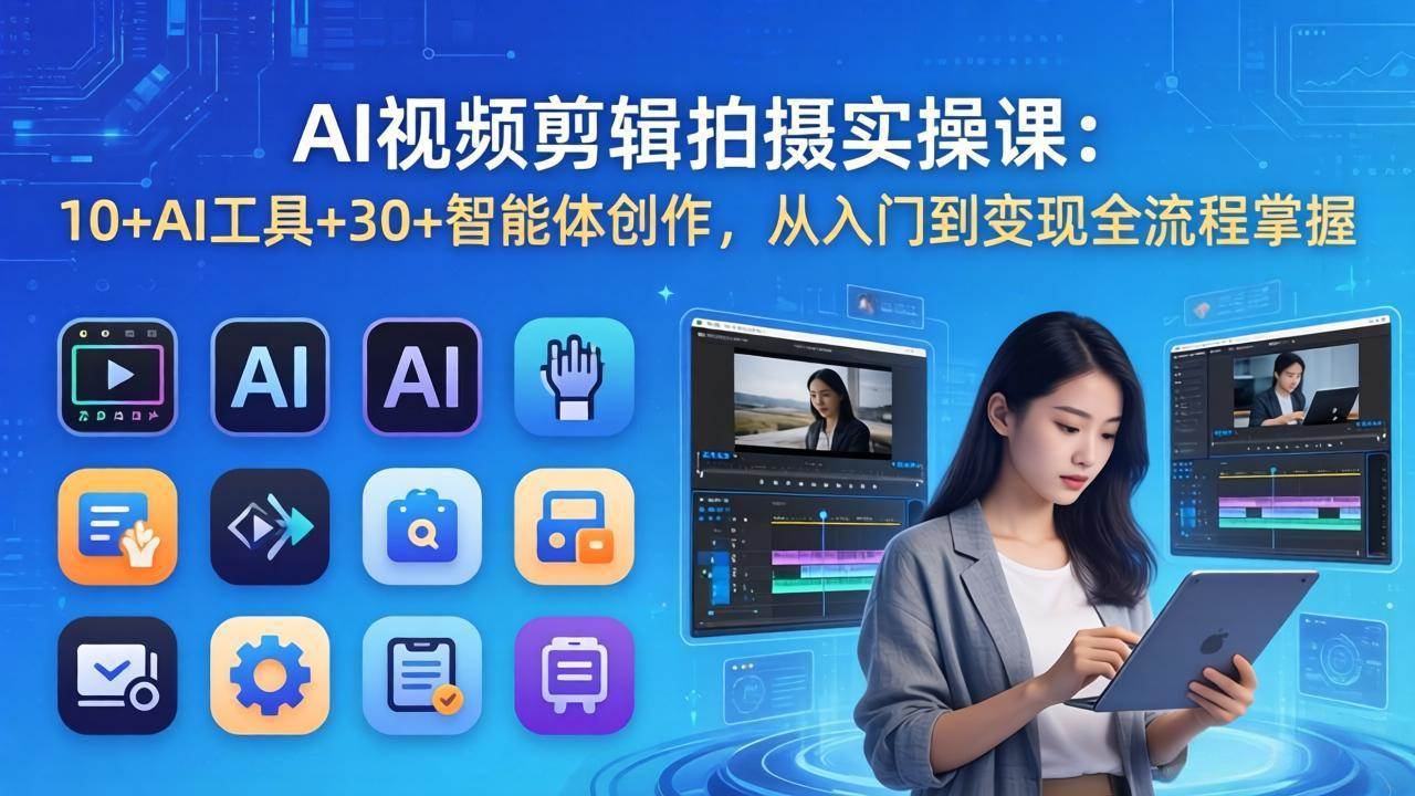 （17818期）AI 视频剪辑拍摄实操课：10+AI工具+30+智能体创作，从入门到变现全流程掌握-来友网创