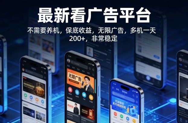 最新看广告平台，不需要养机，保底收益，无限广告，多机一天200+，非常稳定【揭秘】-来友网创