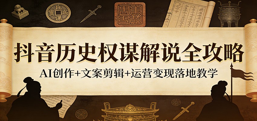 抖音历史权谋解说全攻略：AI创作+文案剪辑+运营变现落地教学-来友网创