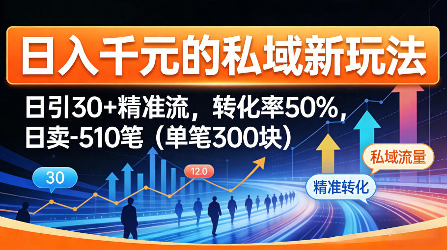 日入千米的私域新玩法：日引30＋精准流，转化率50%，日卖5-10笔（单笔300米）-来友网创