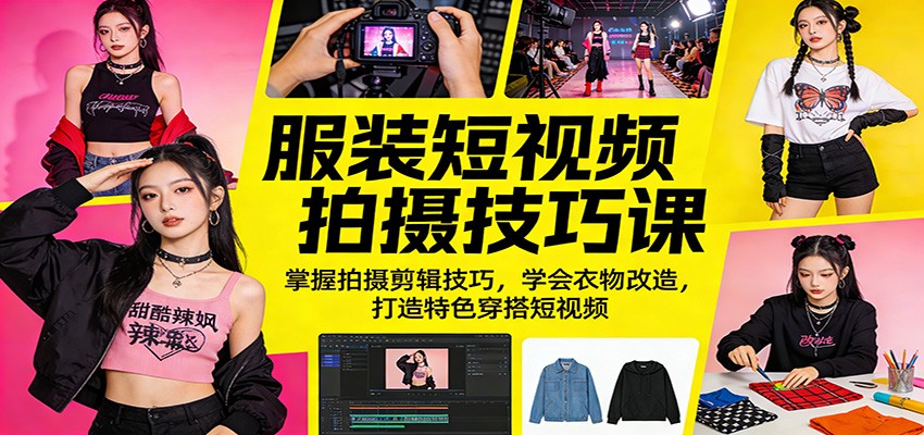 服装短视频拍摄技巧课：掌握拍摄剪辑技巧，学会衣物改造，打造特色穿搭短视频-来友网创