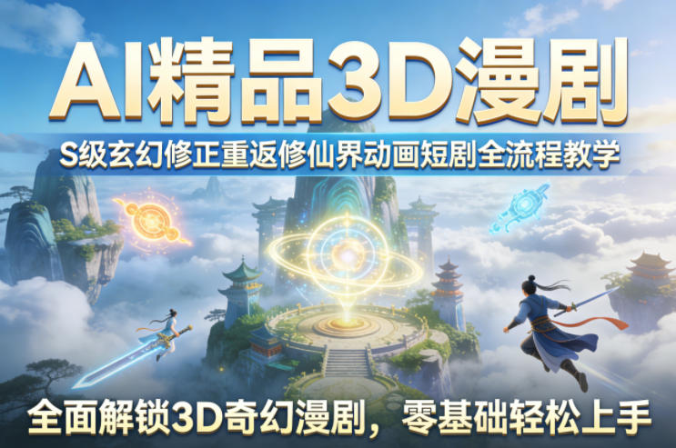 AI精品3D漫剧S级玄幻修正重返修仙界动画短剧全流程教学，全面解锁3D奇幻漫剧，零基础轻松上手-来友网创
