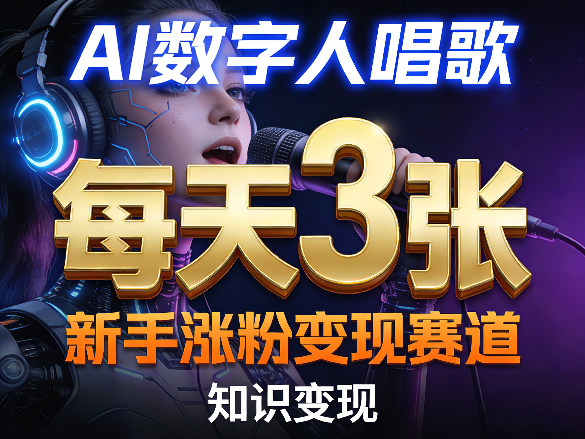 AI数字人唱歌，新手涨粉变现赛道，每天3张和知识付费，副业必备-来友网创
