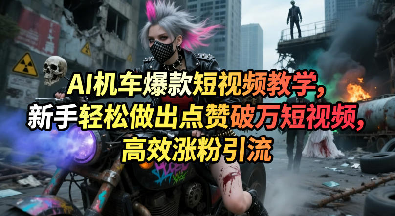 AI机车爆款短视频教学，新手轻松做出点赞破万短视频，高效涨粉引流-来友网创