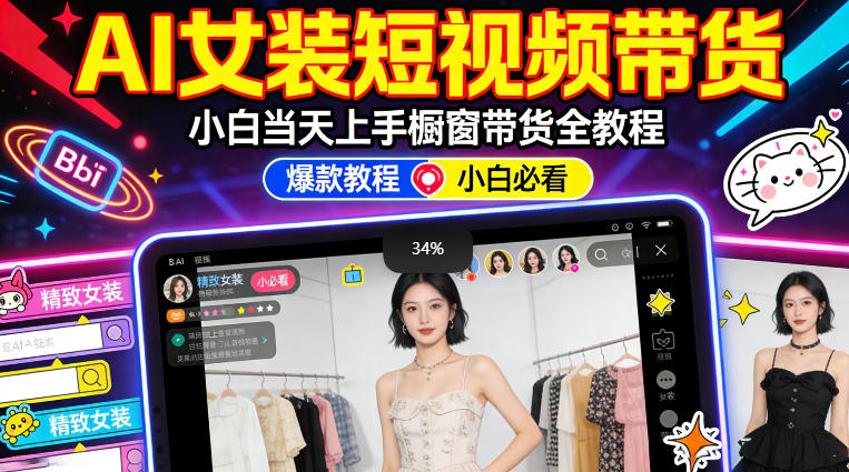 AI女装短视频橱窗带货：小白零门槛当天上手，高佣金爆款轻松賺！-来友网创