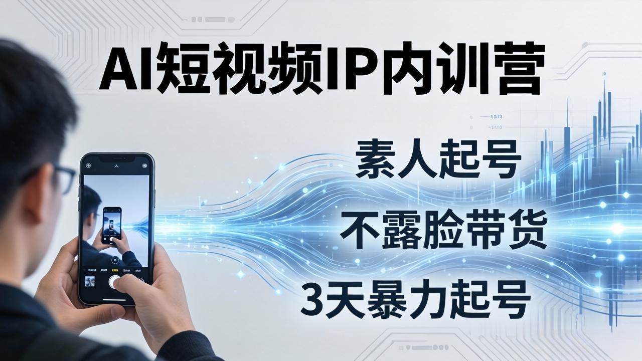 （17852期）2026AI短视频IP内训营：从素人起号到不露脸带货，3天暴力起号全流程拆解-来友网创