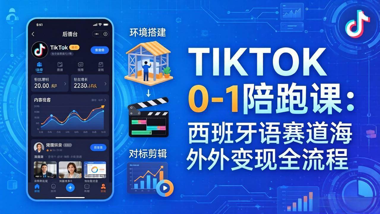 （17908期）TIKTOK 0-1 陪跑课：从环境搭建到刷对标剪辑，西班牙语赛道海外变现全流程-来友网创