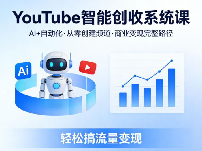 YouTube智能创收系统课，AI+自动化，从零创建YouTube频道并实现商业变现的完整路径，轻松搞流量变现-来友网创