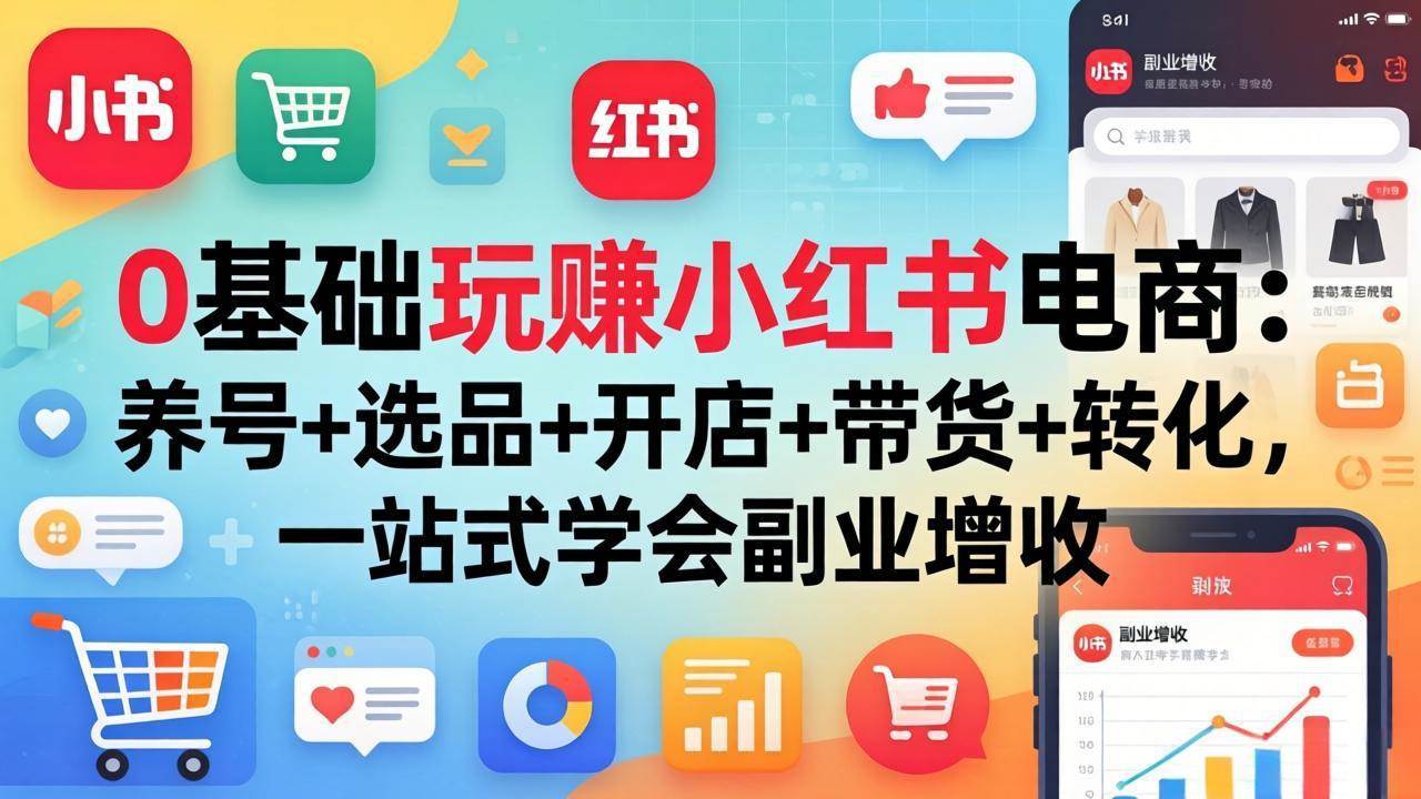 （17949期）0基础玩赚小红书电商：养号+选品+开店+带货+转化，一站式学会副业增收-来友网创