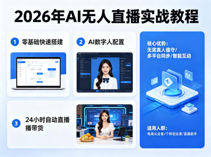 2026年AI无人直播实战教程，零基础也能快速搭建AI数字人无人直播间，实现24小时自动直播带货-来友网创