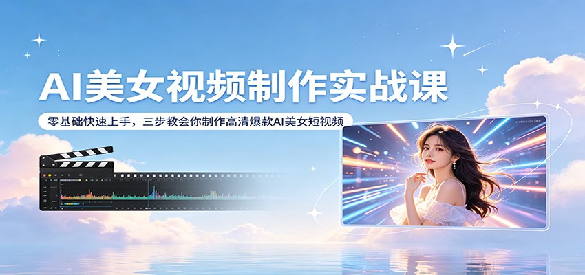 AI美女视频制作实战课：零基础快速上手，三步教会你制作高清爆款AI美女短视频-来友网创