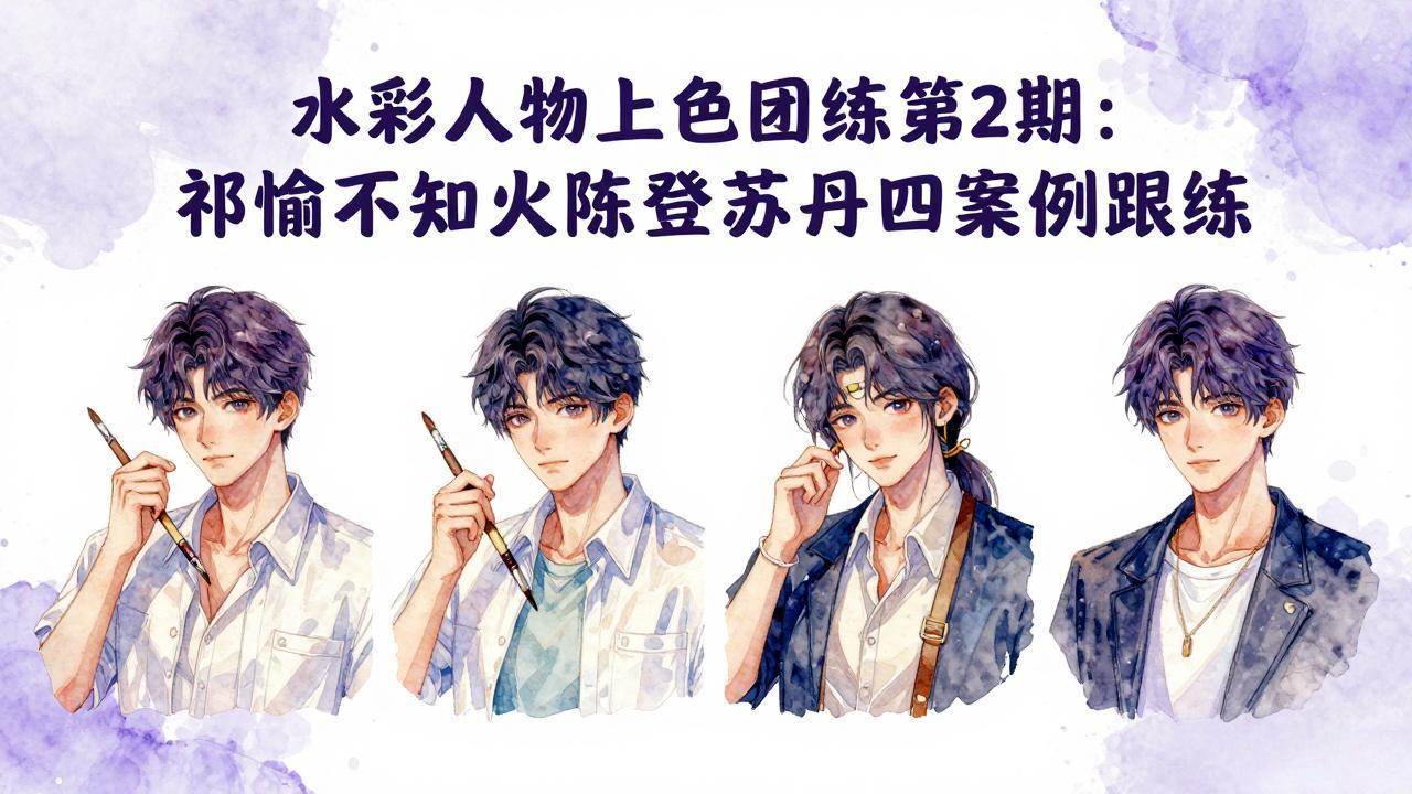 （17954期）水彩人物上色团练第2期：祁煜不知火陈登苏丹四案例跟练，手把手提升绘画能力-来友网创