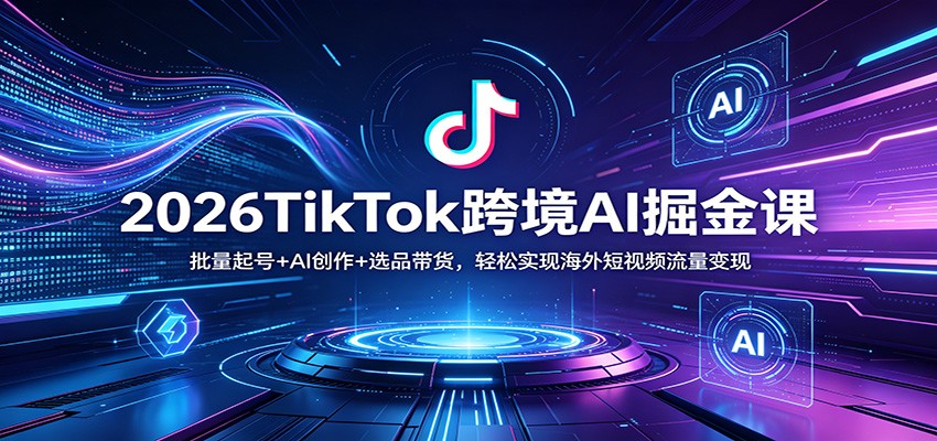 2026TikTok跨境AI掘金课：批量起号+AI创作+选品带货，轻松实现海外短视频流量变现-来友网创