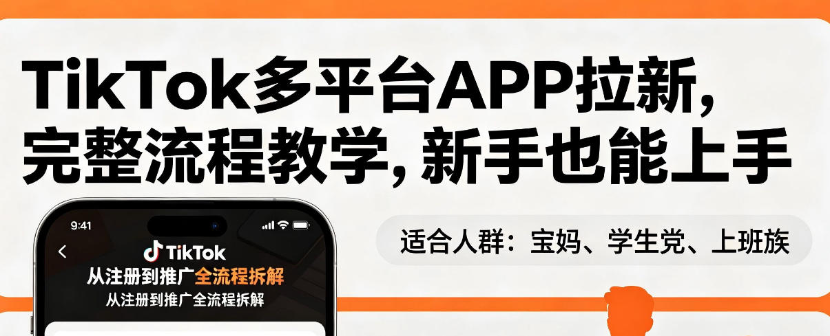 TikTok多平台APP拉新，完整流程教学，新手也能上手，轻松出海搞美金-来友网创