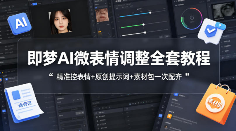 即梦AI微表情调整全套教程，精准控表情+原创提示词+素材包一次配齐-来友网创