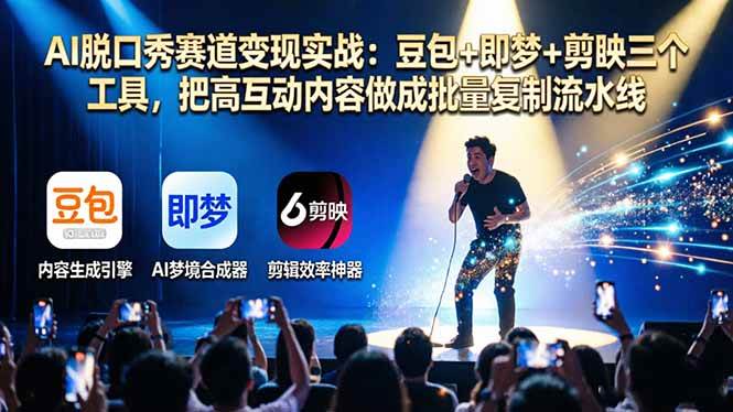 （17990期）AI脱口秀赛道变现实战：豆包+即梦+剪映三个工具，把高互动内容做成批量复制流水线-来友网创
