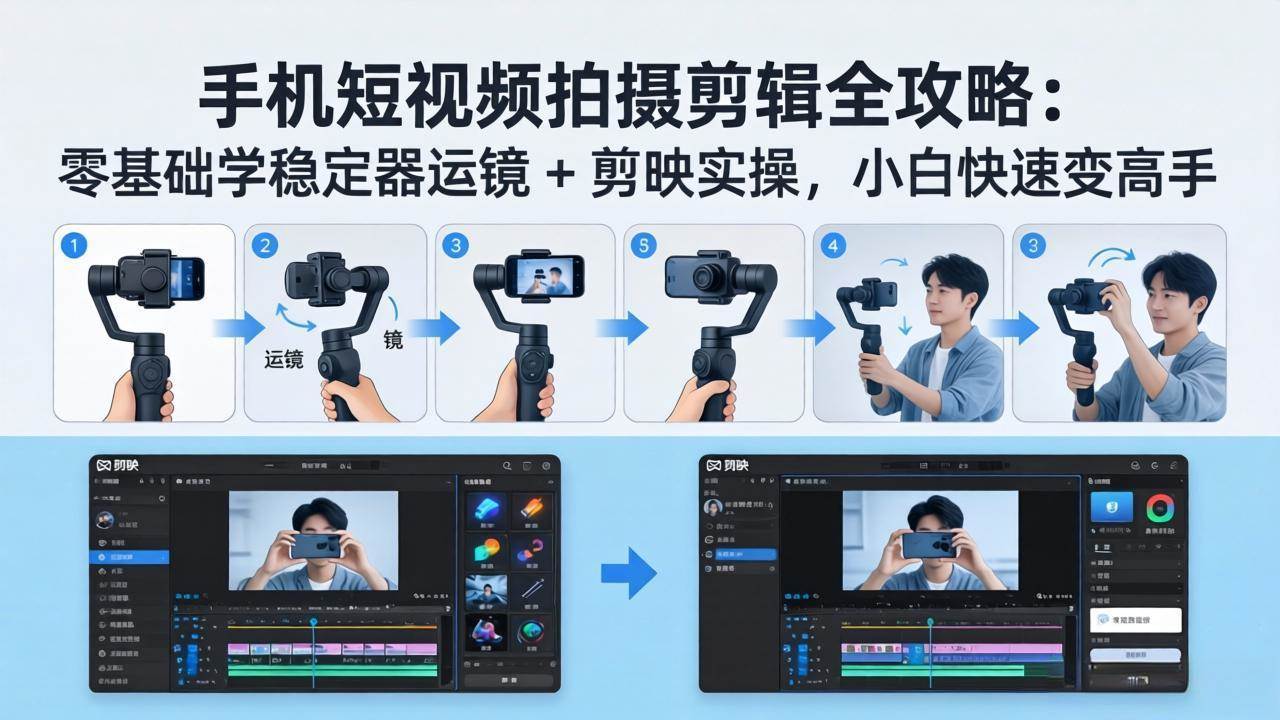 （18003期）手机短视频拍摄剪辑全攻略：零基础学稳定器运镜 + 剪映实操，小白快速变高手-来友网创