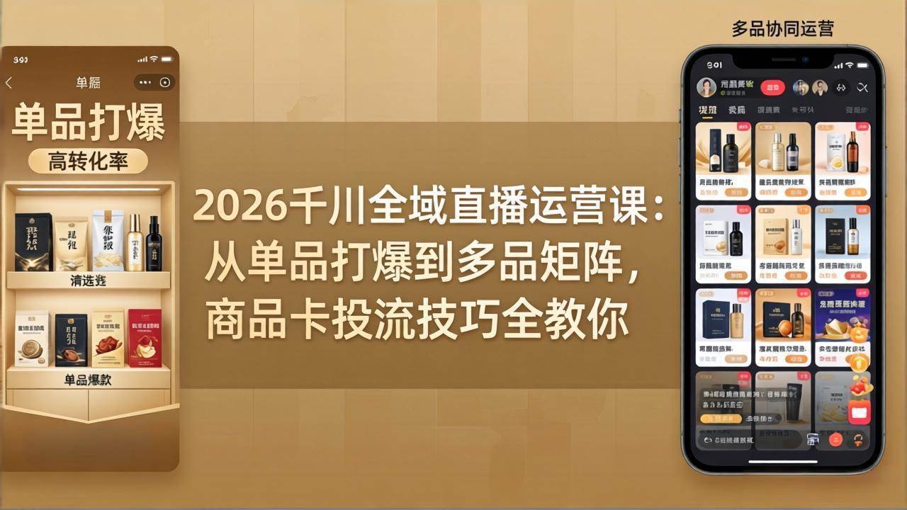 （18028期）2026千川全域直播运营课：从单品打爆到多品矩阵，商品卡投流技巧全教你-来友网创