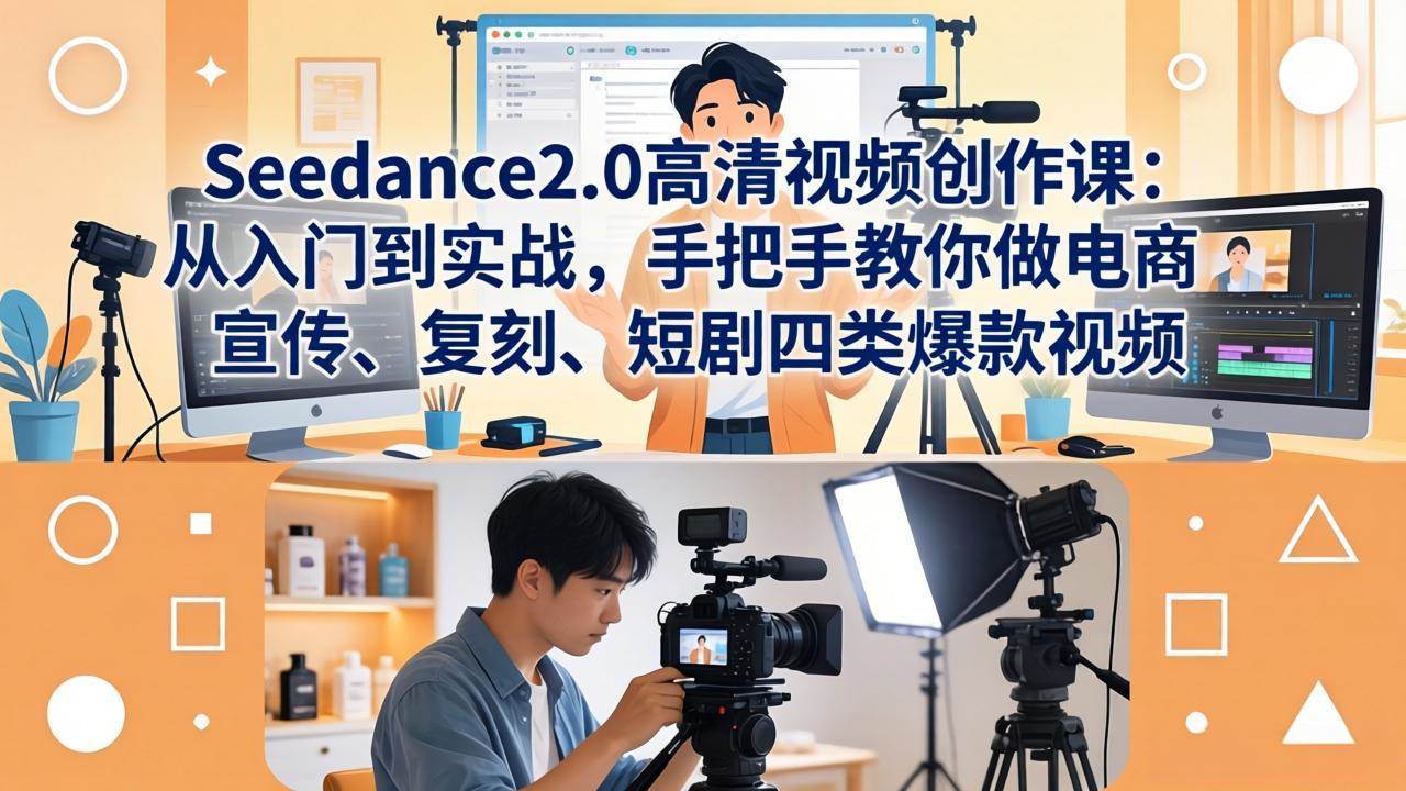 （18019期）Seedance2.0高清视频创作课：从入门到实战，手把手教你做电商、宣传、复刻、短剧四类爆款视频-来友网创