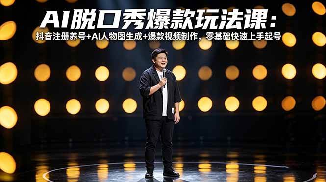 （18012期）AI脱口秀爆款玩法课：抖音注册养号+AI人物图生成+爆款视频制作，零基础快速上手起号-来友网创