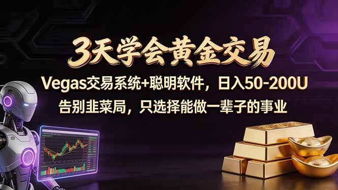 （18044期）3天学会黄金交易，Vegas交易技术+聪明软件，日赚50-100U-来友网创